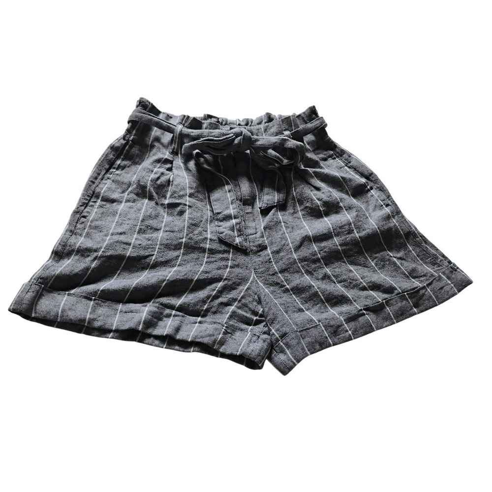 Thread & Supply Women's Small Linen Blend‎ Paperbag Waist Striped Shorts